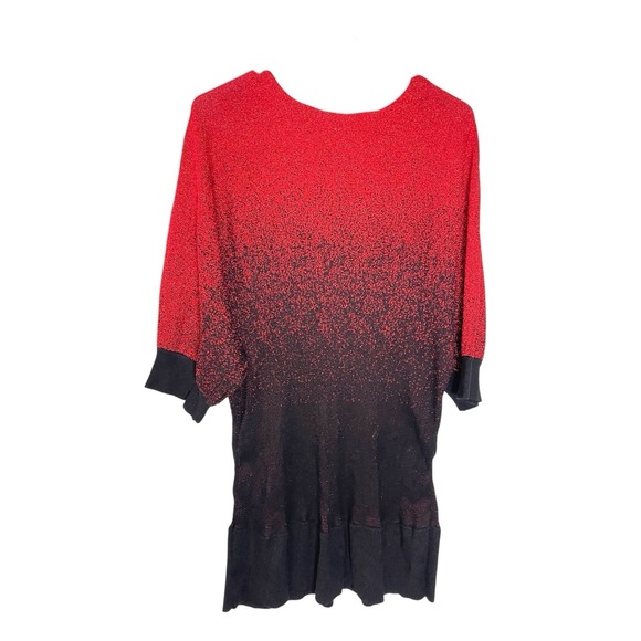 NY Collections 3x Red/Black  Sparkly Sweater Dress Metallic Stretch Romance Goth - Picture 2 of 9